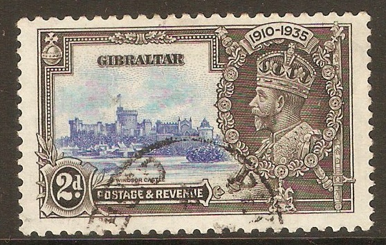 Gibraltar 1935 2d Silver Jubilee Stamp. SG114.